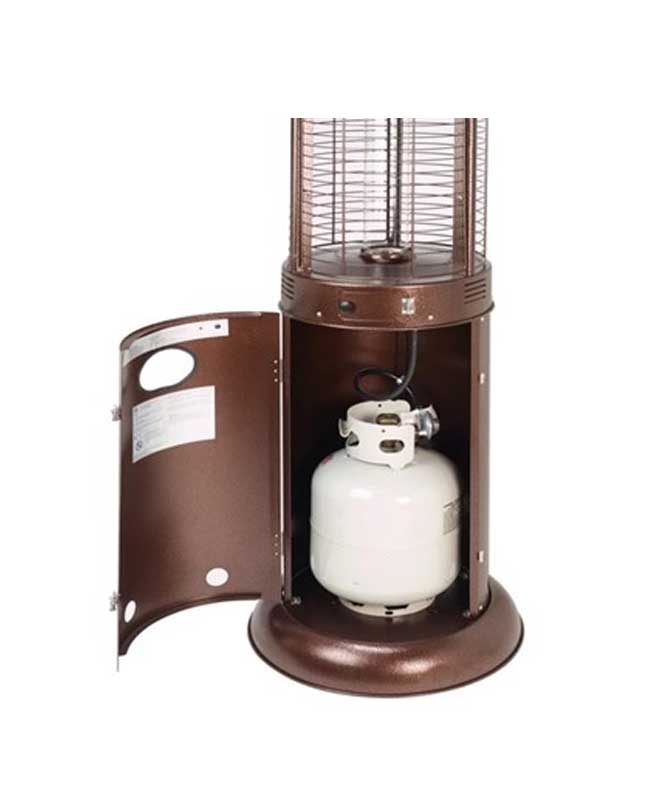Round Commercial Glass Cylinder Patio Heater in Hammered Bronze with Clear Tube - Image 7